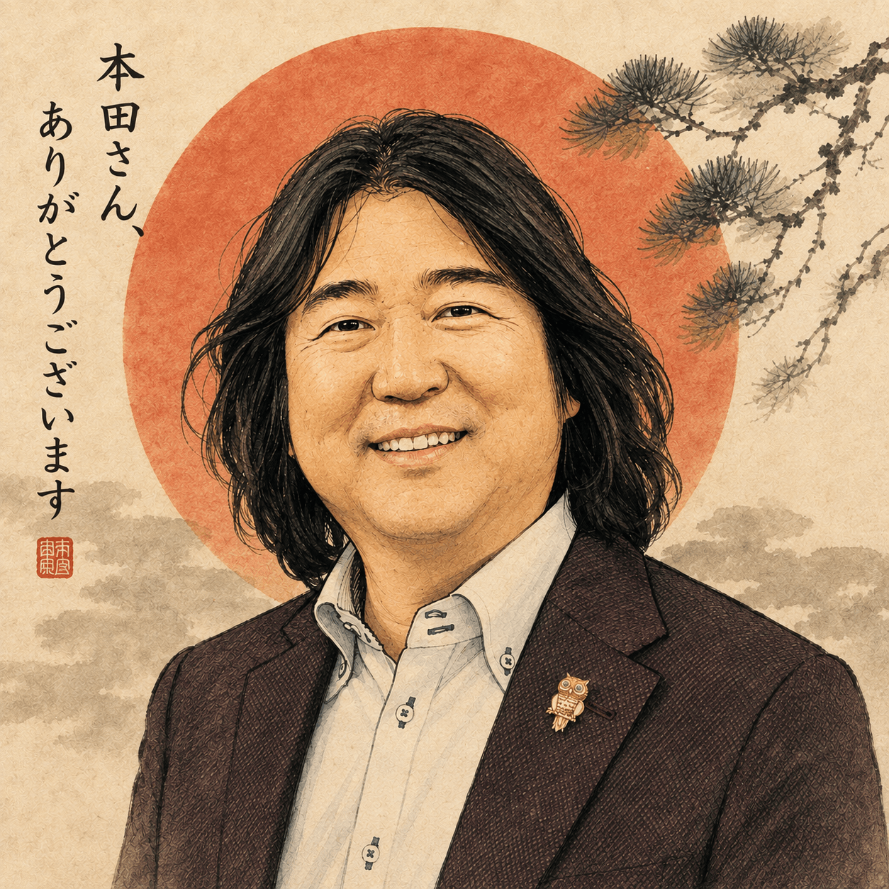 Illustrated portrait of Ken Honda